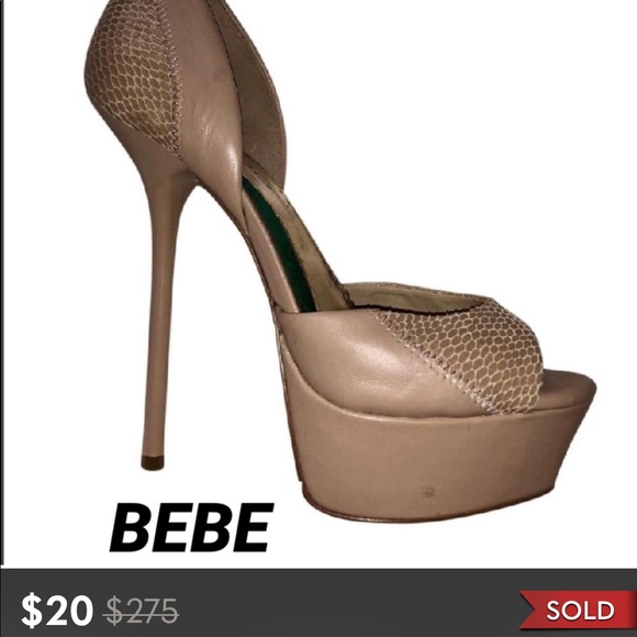 bebe Shoes - BEBE NUDE LEATHER SNAKESKIN HEEL